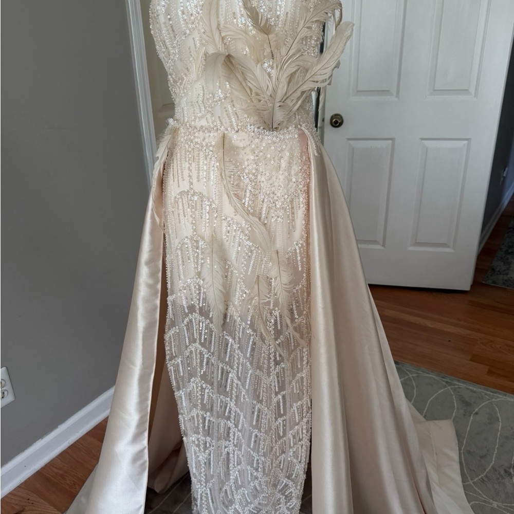 Elegant Cream Beaded Gown